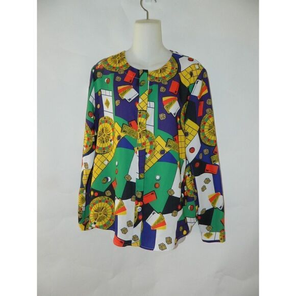Stylenanda Shirt‎ Casio Gambling Las Vegas Red Green Blouse Size M/L - Picture 5 of 8